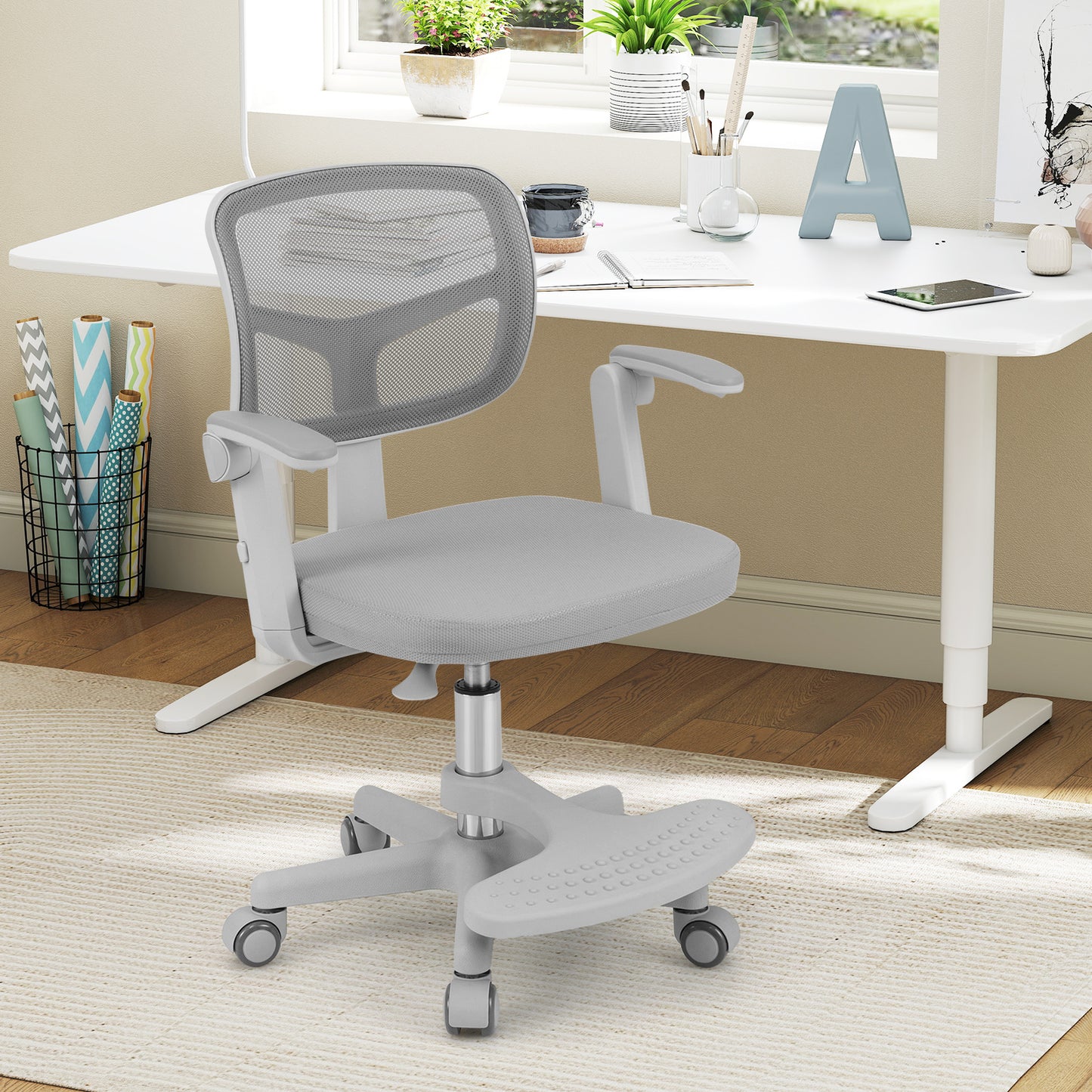 Kids Desk Chair with Adjustable Height and Footrest