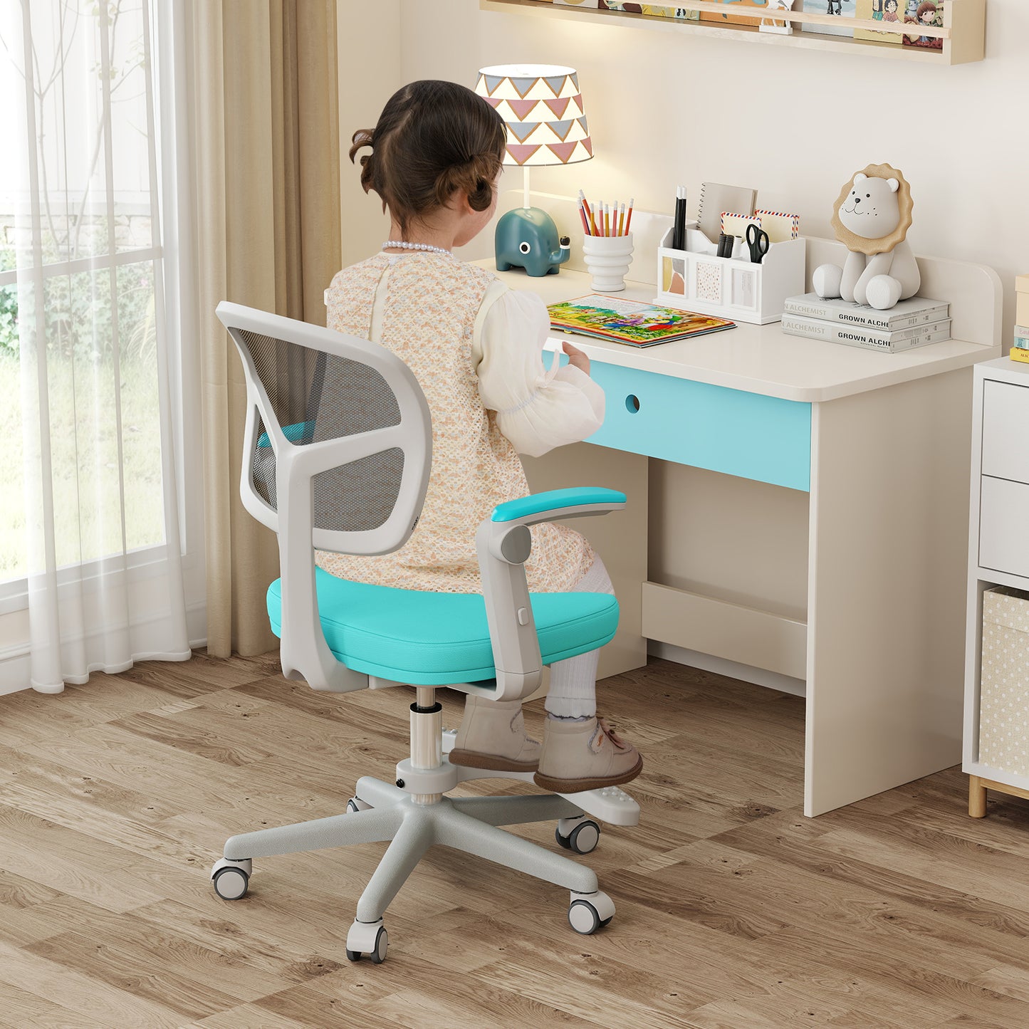 Kids Desk Chair with Adjustable Height and Footrest