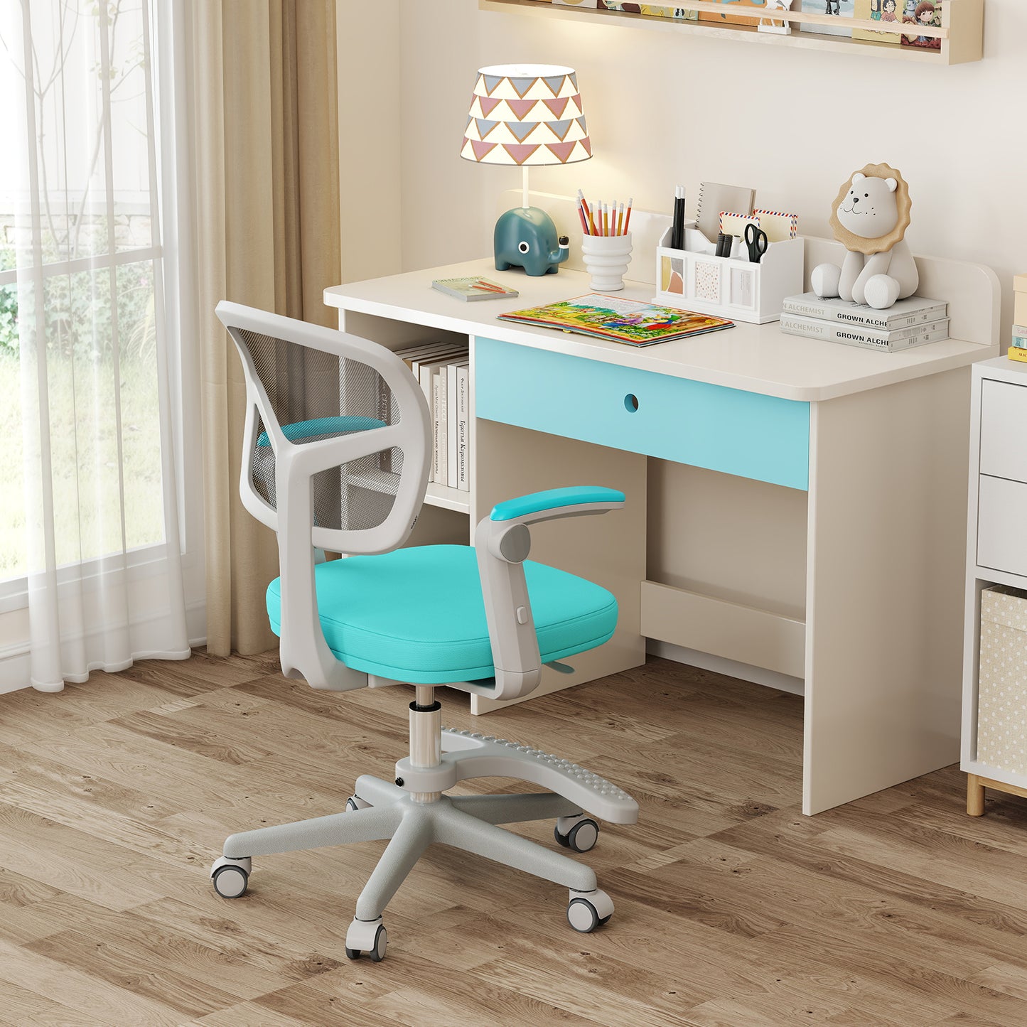 Kids Desk Chair with Adjustable Height and Footrest