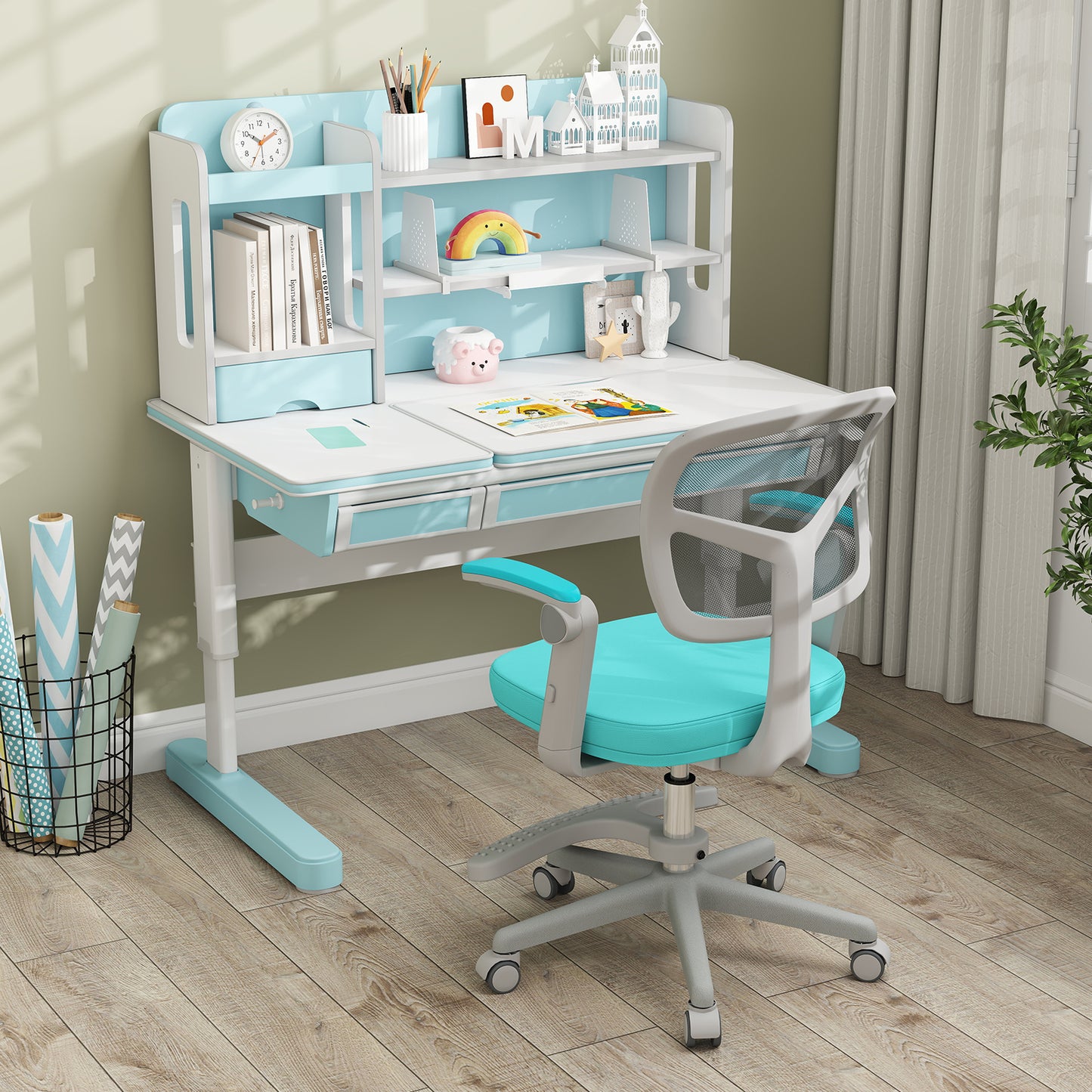 Kids Desk Chair with Adjustable Height and Footrest
