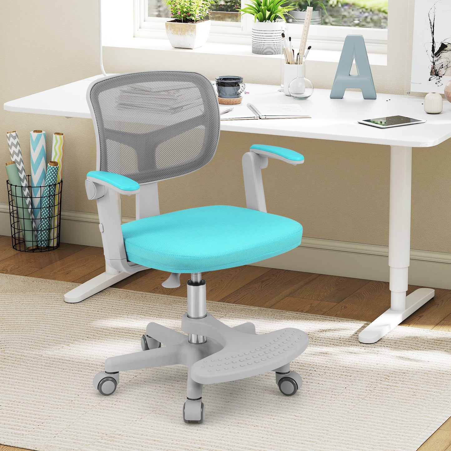 Kids Desk Chair with Adjustable Height and Footrest