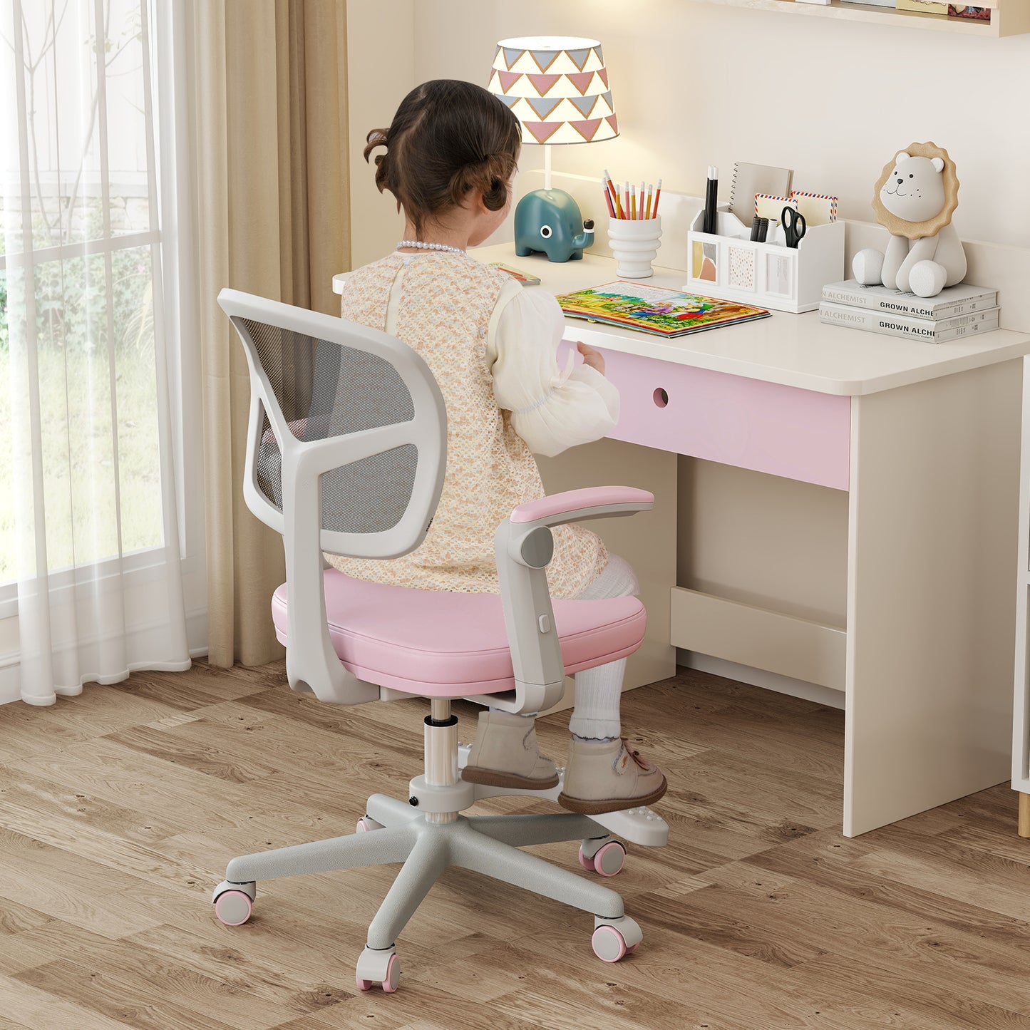 Kids Desk Chair with Adjustable Height and Footrest