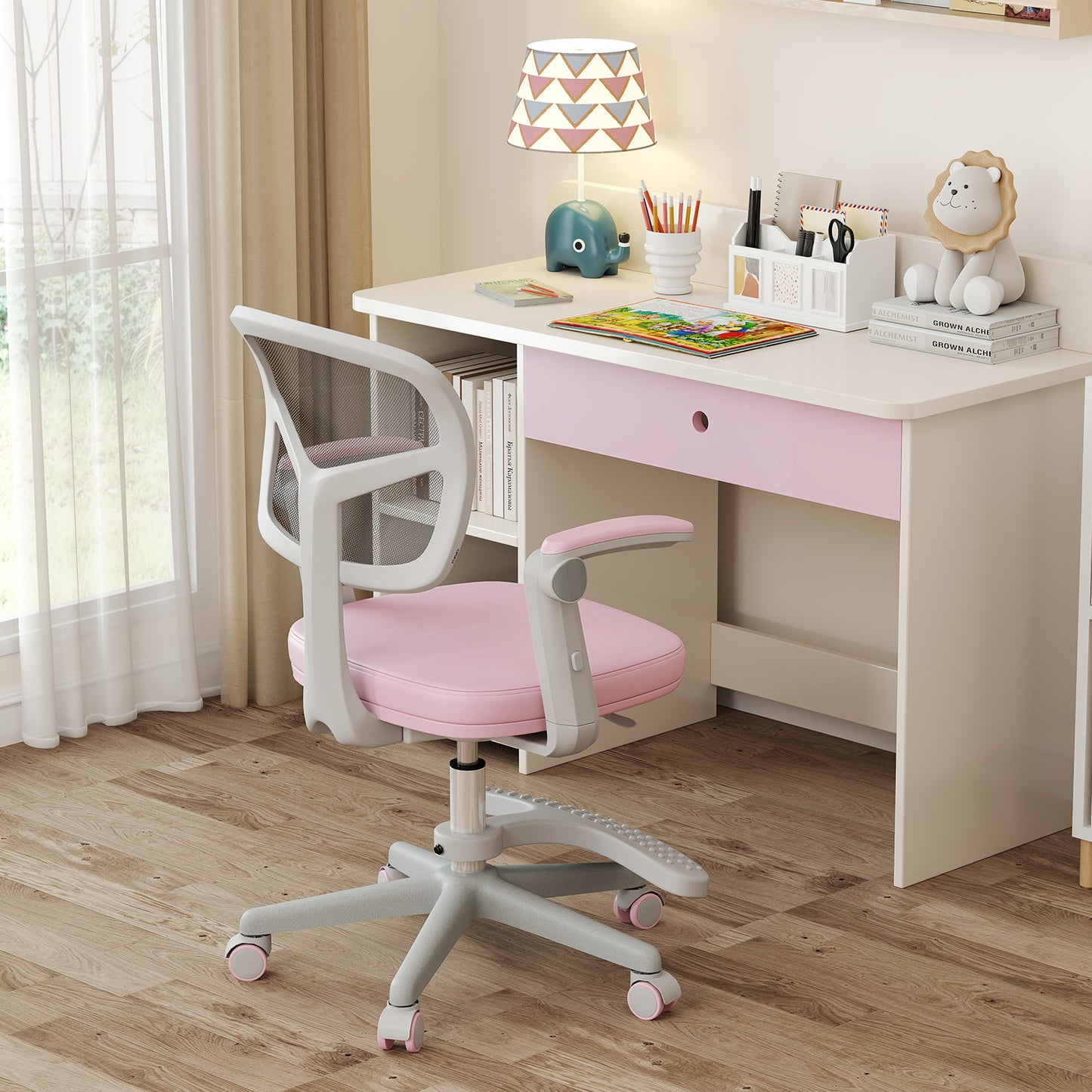 Kids Desk Chair with Adjustable Height and Footrest