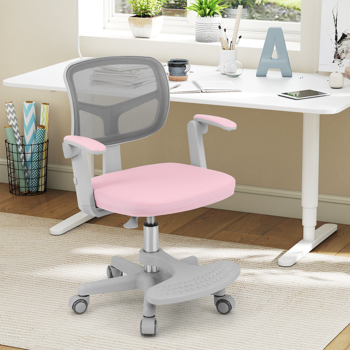Kids Desk Chair with Adjustable Height and Footrest