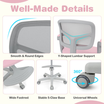 Kids Desk Chair with Adjustable Height and Footrest