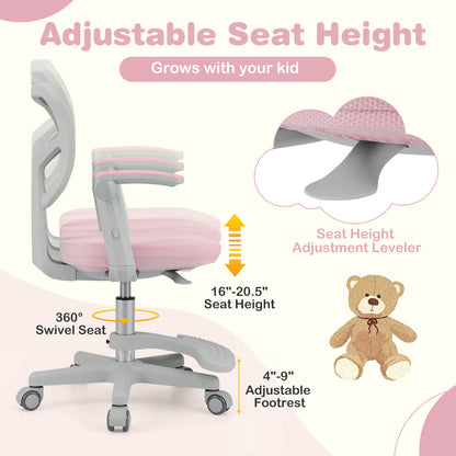 Kids Desk Chair with Adjustable Height and Footrest