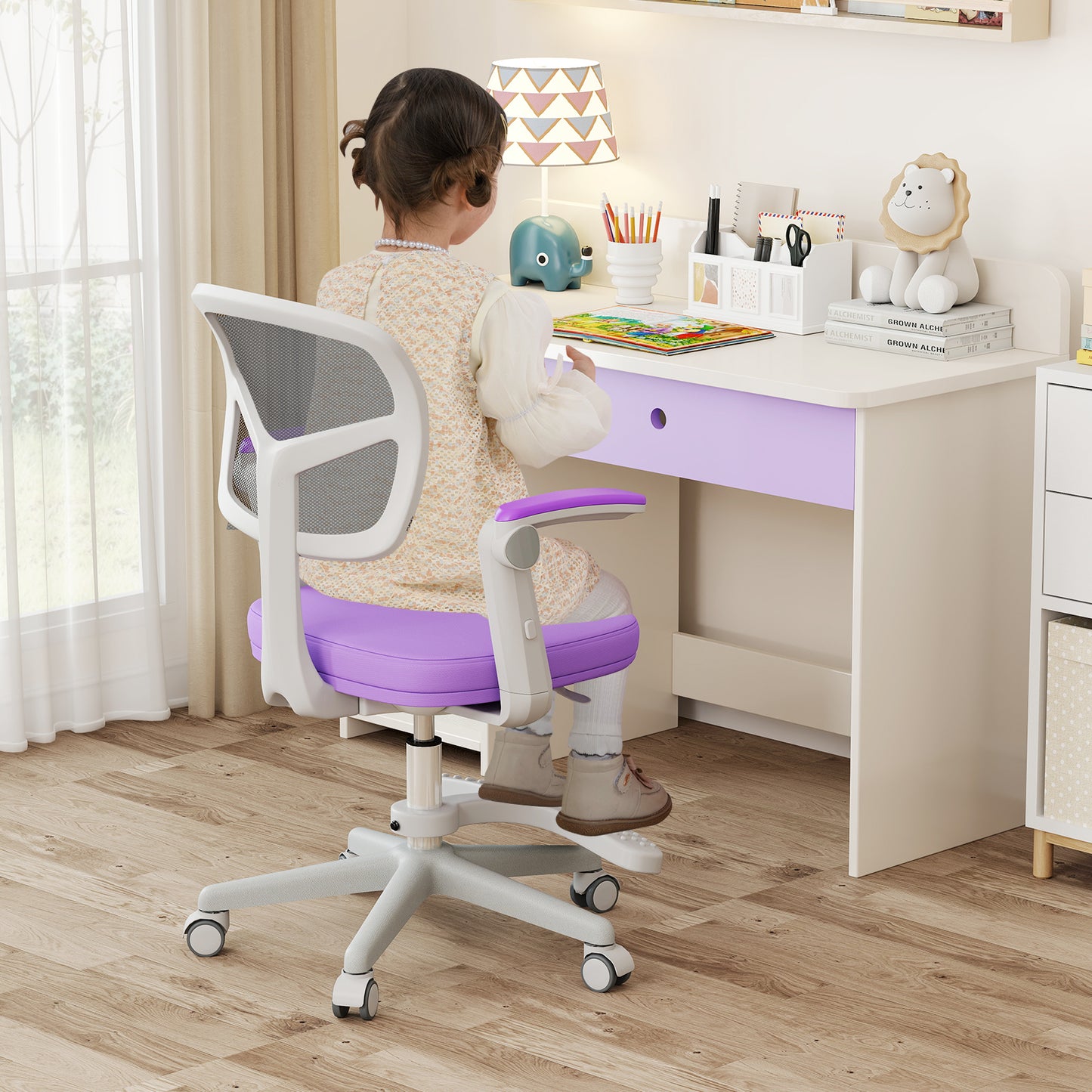Kids Desk Chair with Adjustable Height and Footrest