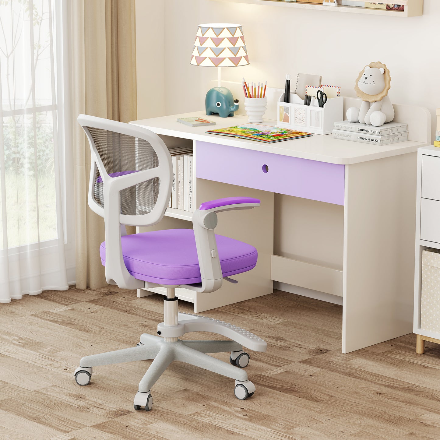Kids Desk Chair with Adjustable Height and Footrest
