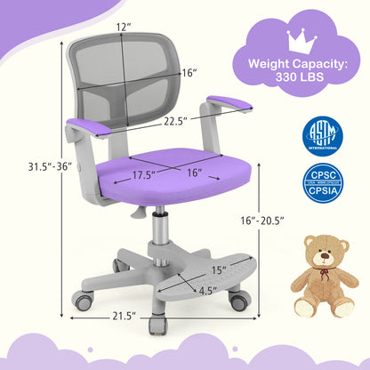 Kids Desk Chair with Adjustable Height and Footrest