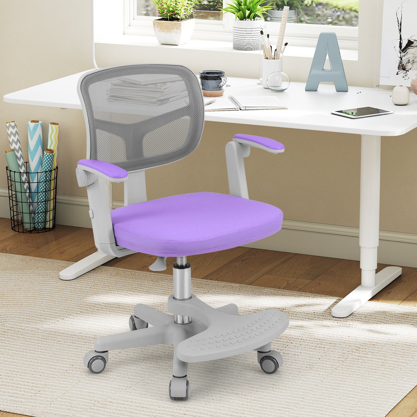 Kids Desk Chair with Adjustable Height and Footrest