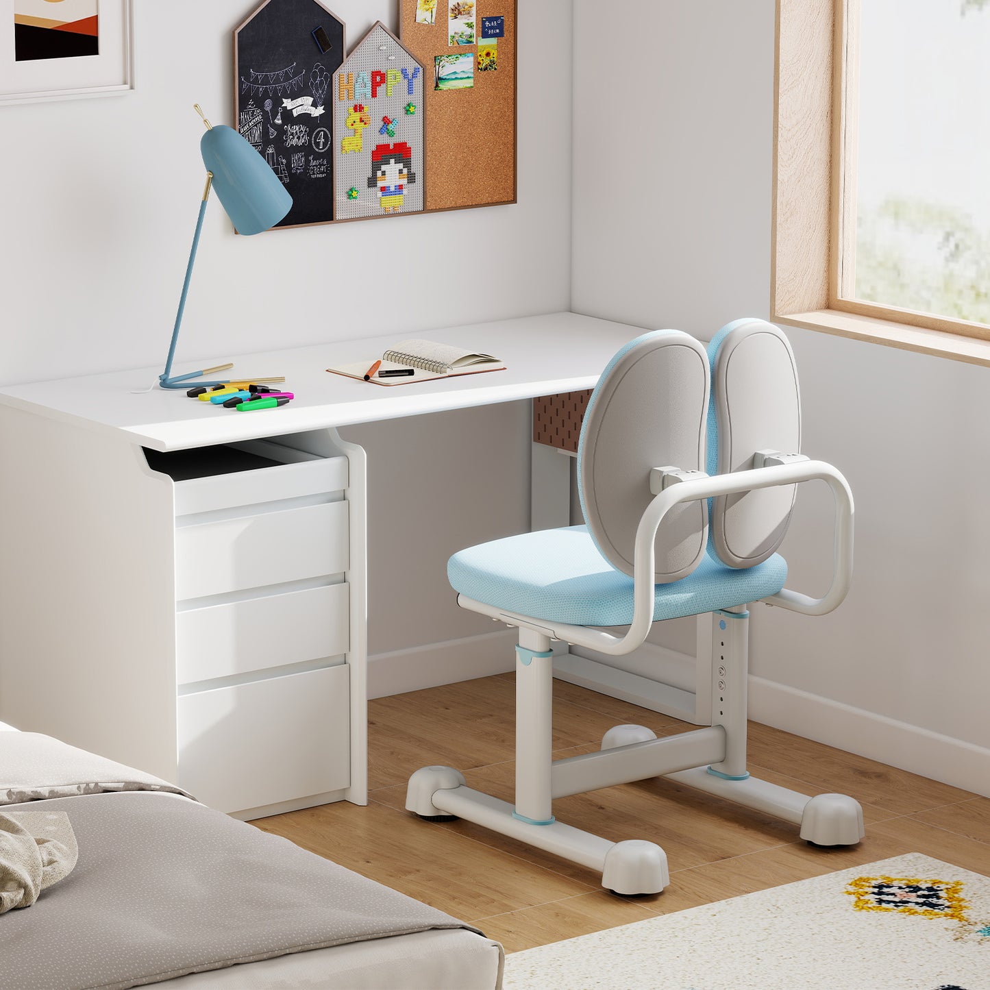 Kids Study Chair with Adjustable Height & Ergonomic Back