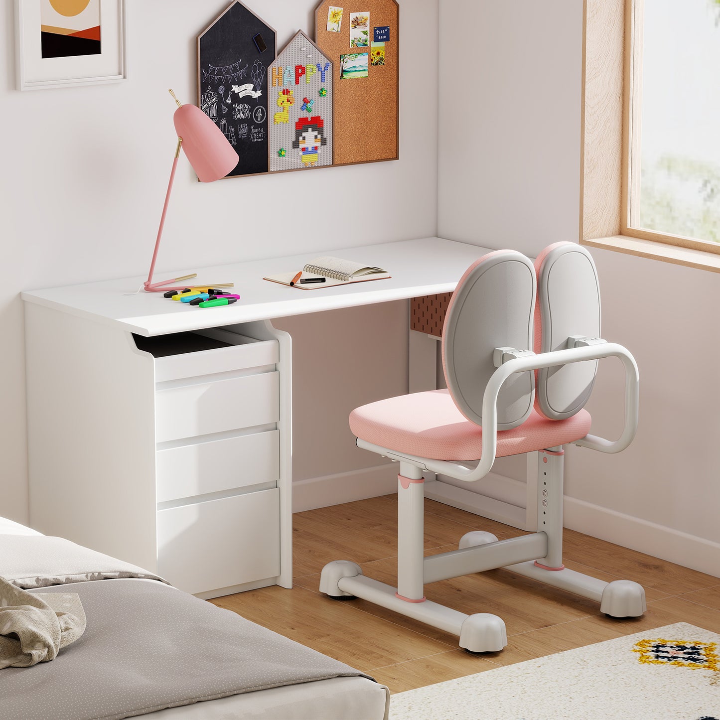 Kids Study Chair with Adjustable Height & Ergonomic Back