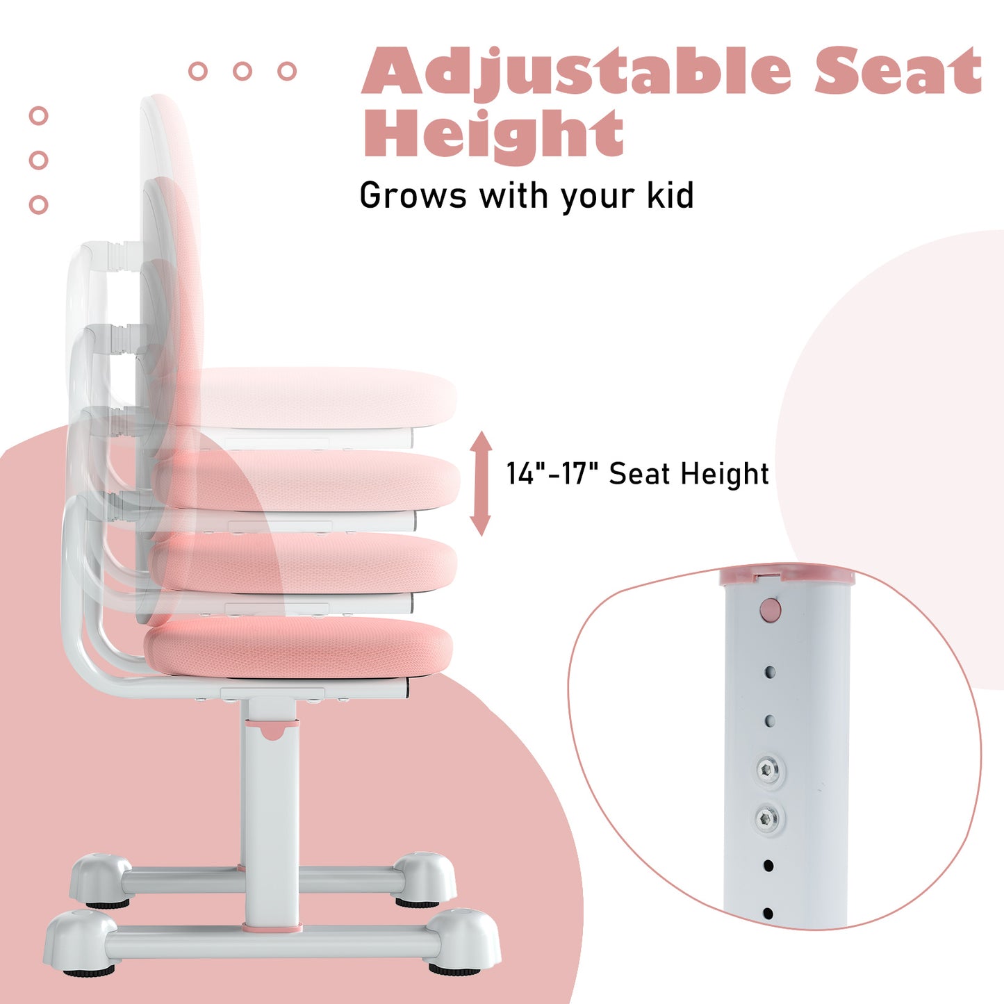 Kids Study Chair with Adjustable Height & Ergonomic Back
