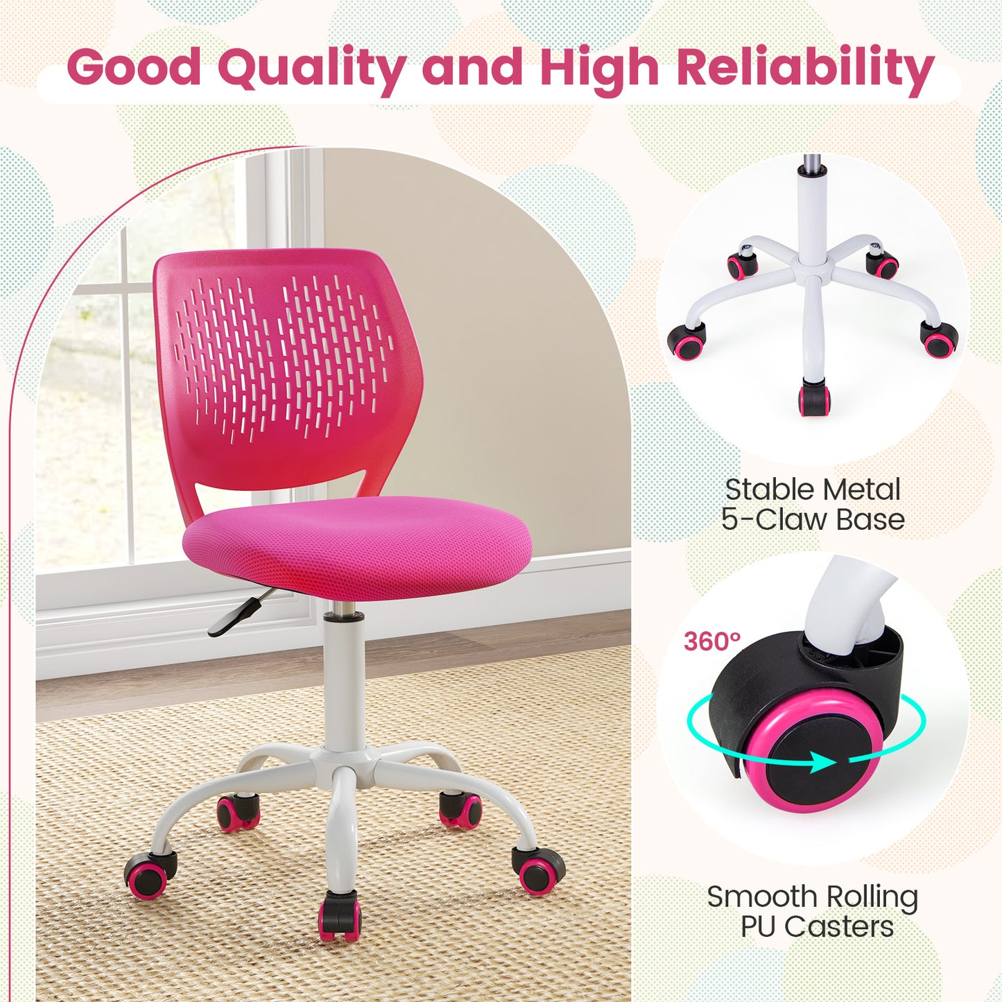 Kids Desk Chair with Adjustable Height and Mesh Back