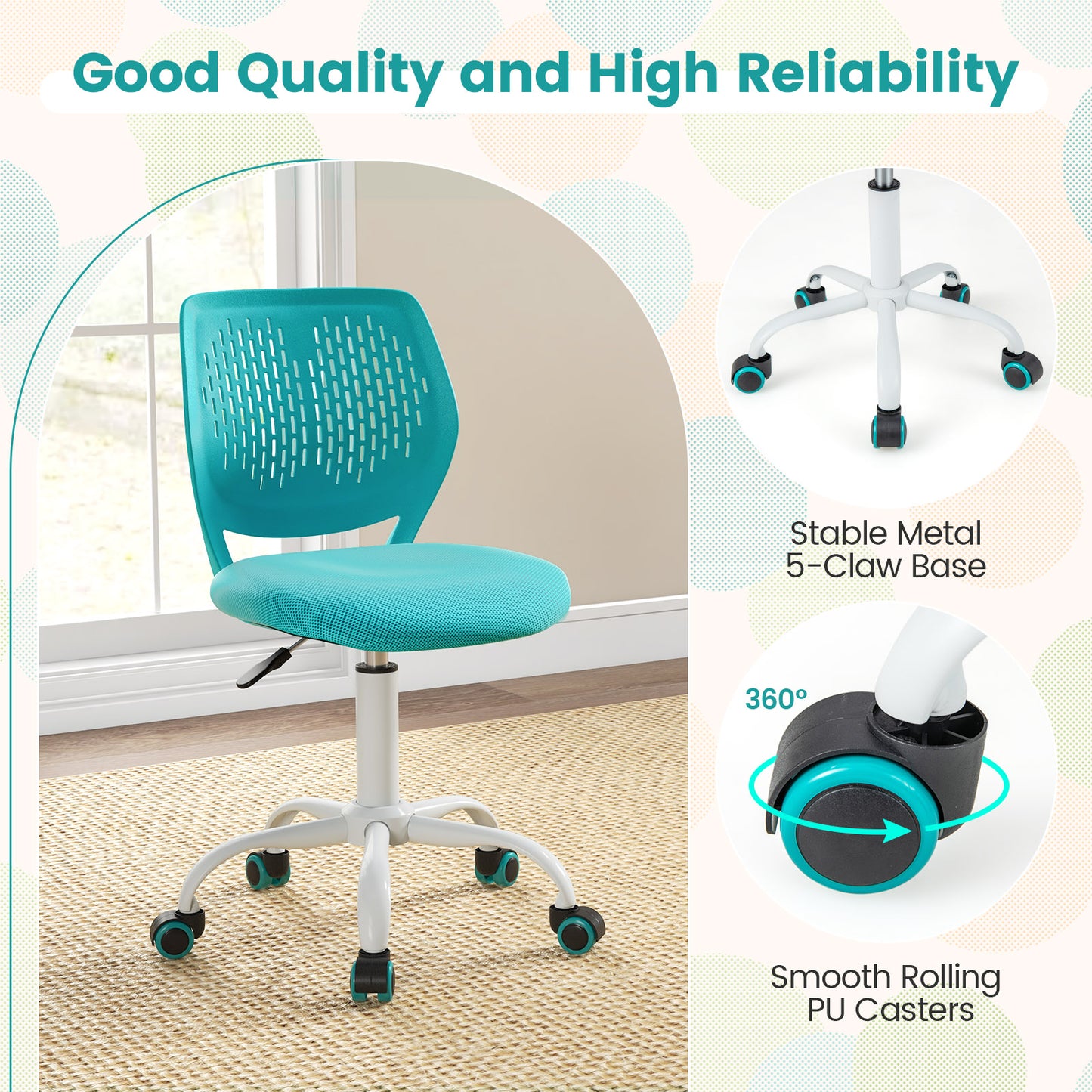 Kids Desk Chair with Adjustable Height and Mesh Back