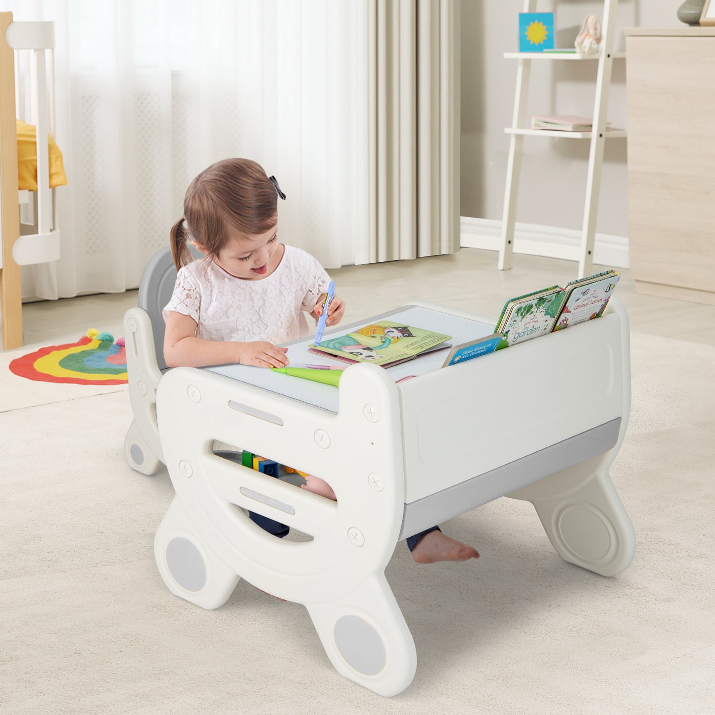 Kids Drawing Table and Chair Set with Watercolor Pens