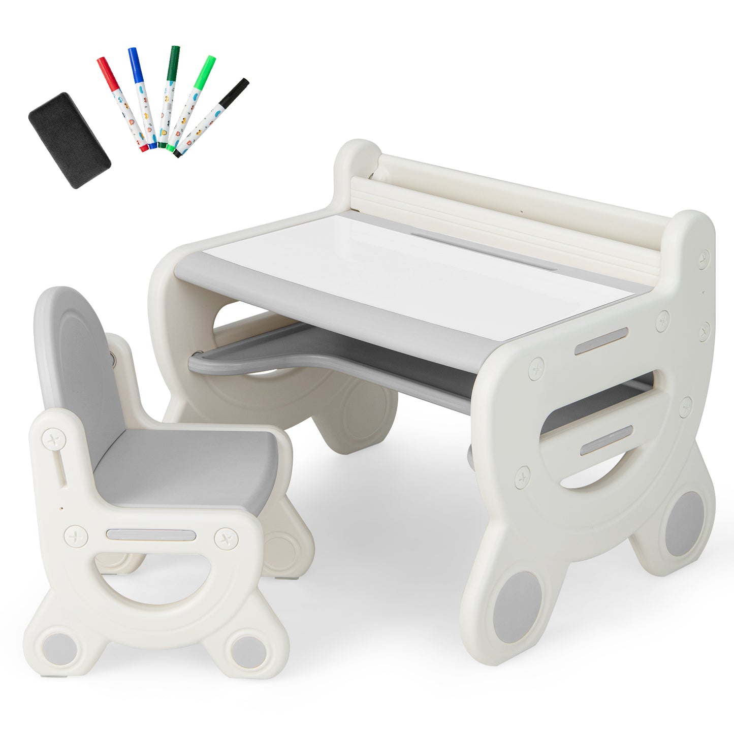 Kids Drawing Table and Chair Set with Watercolor Pens
