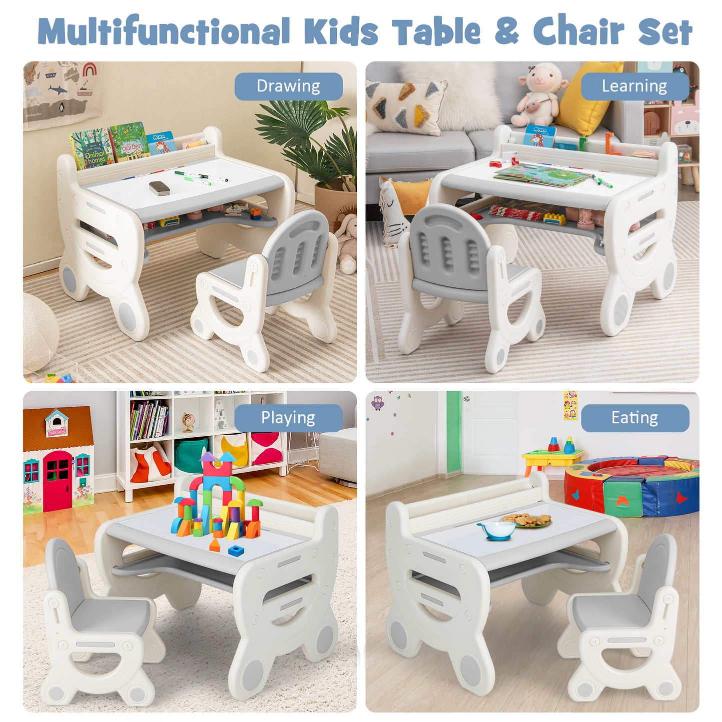 Kids Drawing Table and Chair Set with Watercolor Pens