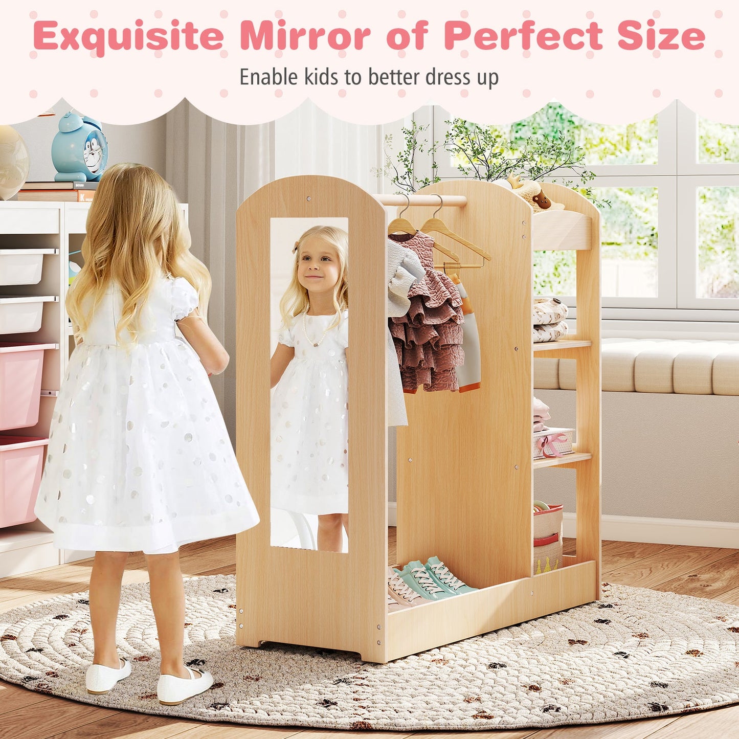 Kids Dress Up Storage with Mirror