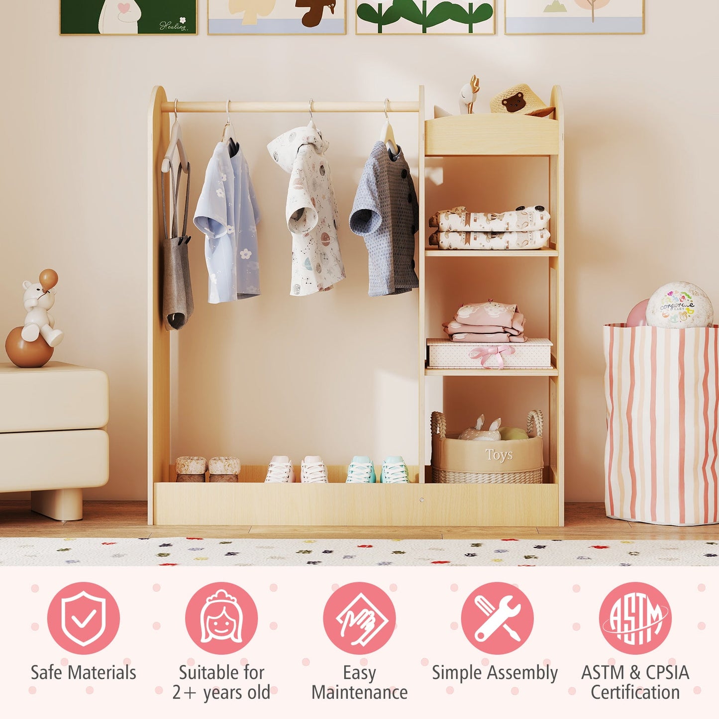 Kids Dress Up Storage with Mirror