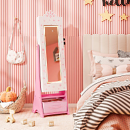 Kids Jewelry Armoire with Lighted Mirror and Storage