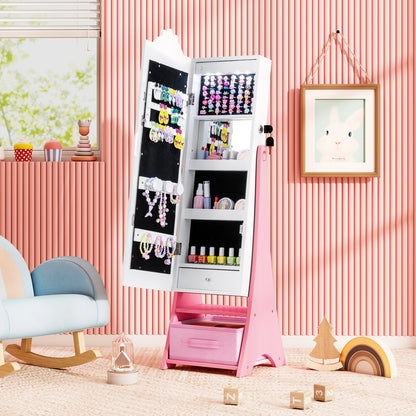 Kids Jewelry Armoire with Lighted Mirror and Storage