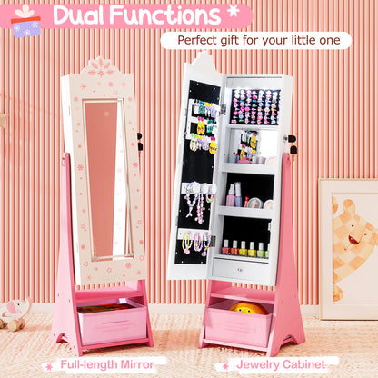 Kids Jewelry Armoire with Lighted Mirror and Storage