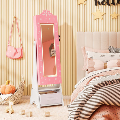 Kids Jewelry Armoire with Lighted Mirror and Storage