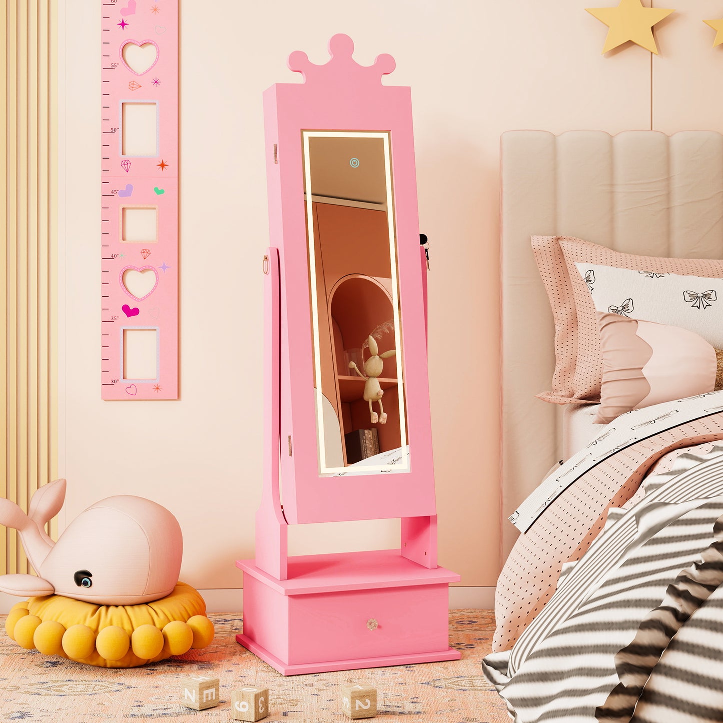 Kids Jewelry Armoire with Lighted Mirror - 45" Tall