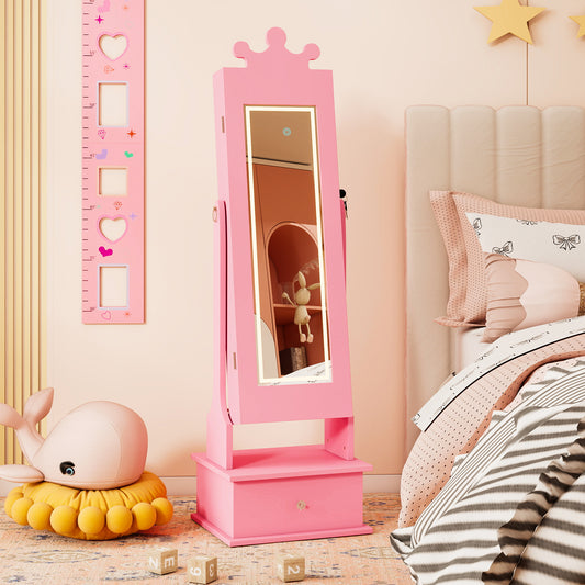 Kids Jewelry Armoire with Lighted Mirror - 45" Tall