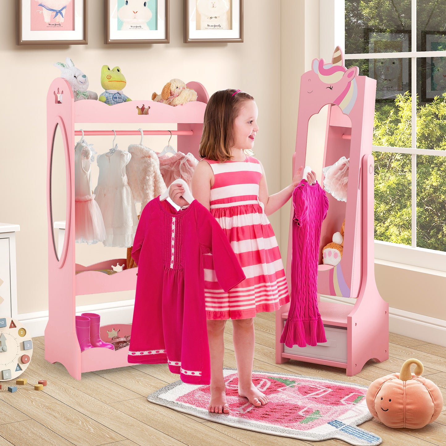 Kids Jewelry Armoire Cabinet with Full-Length Mirror