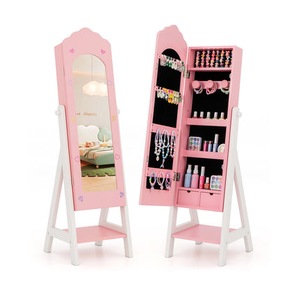 Kids Jewelry Organizer with Full Length Mirror and Drawers