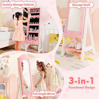 Kids Jewelry Organizer with Full Length Mirror and Drawers