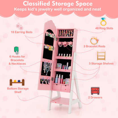 Kids Jewelry Organizer with Full Length Mirror and Drawers