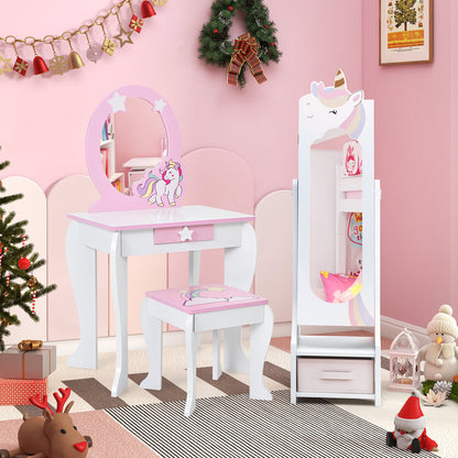 Kids Jewelry Armoire Cabinet with Full-Length Mirror