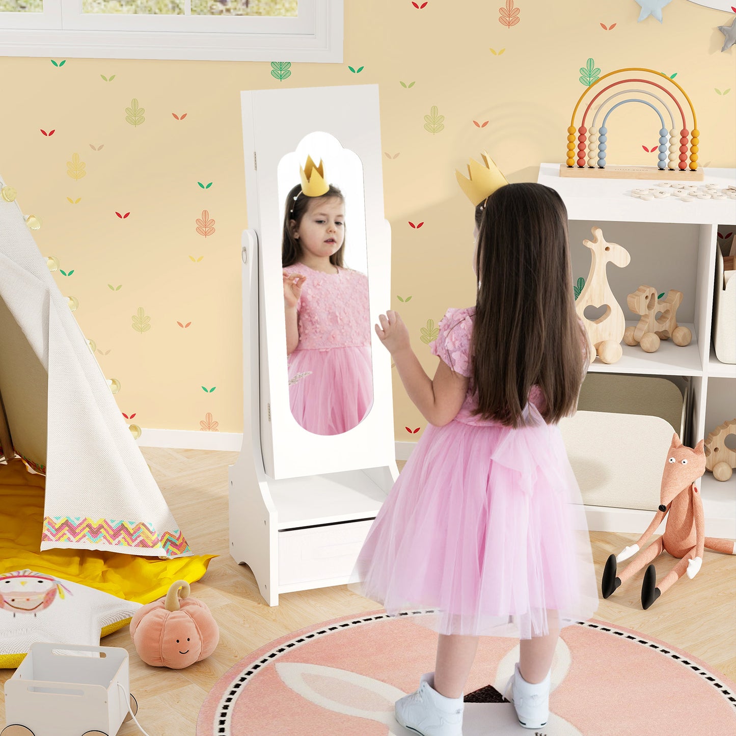 Kids Jewelry Armoire Cabinet with Mirror and Storage
