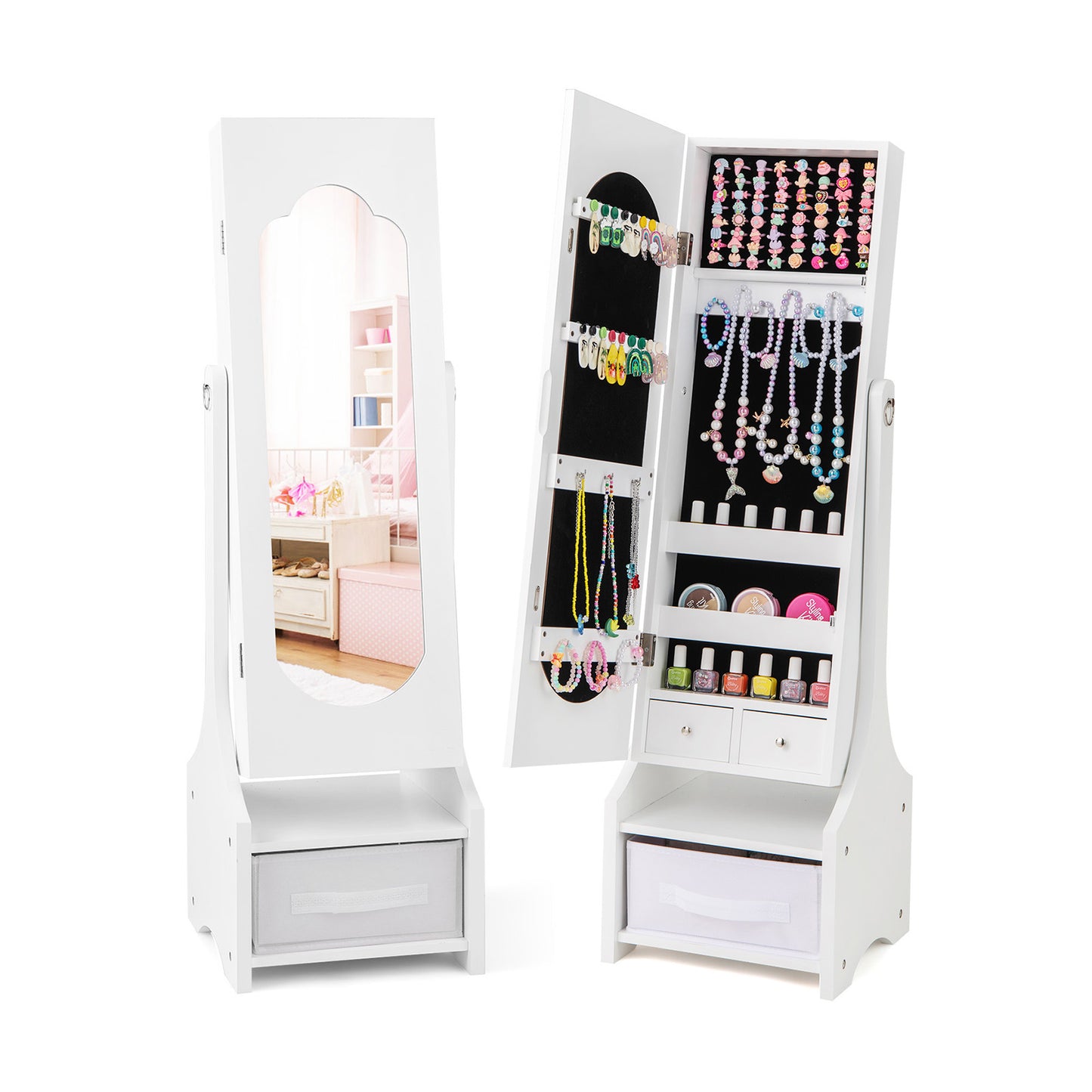 Kids Jewelry Armoire Cabinet with Mirror and Storage