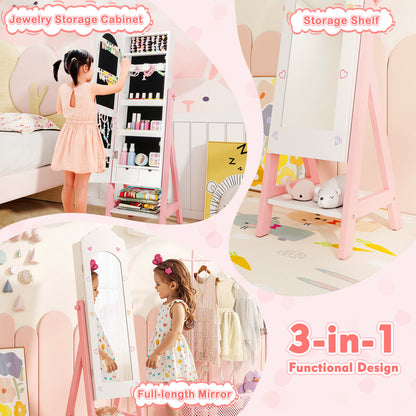 Kids Jewelry Organizer with Full Length Mirror and Drawers