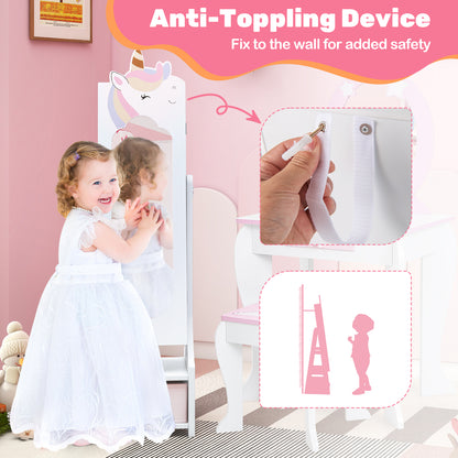 Kids Jewelry Armoire Cabinet with Full-Length Mirror