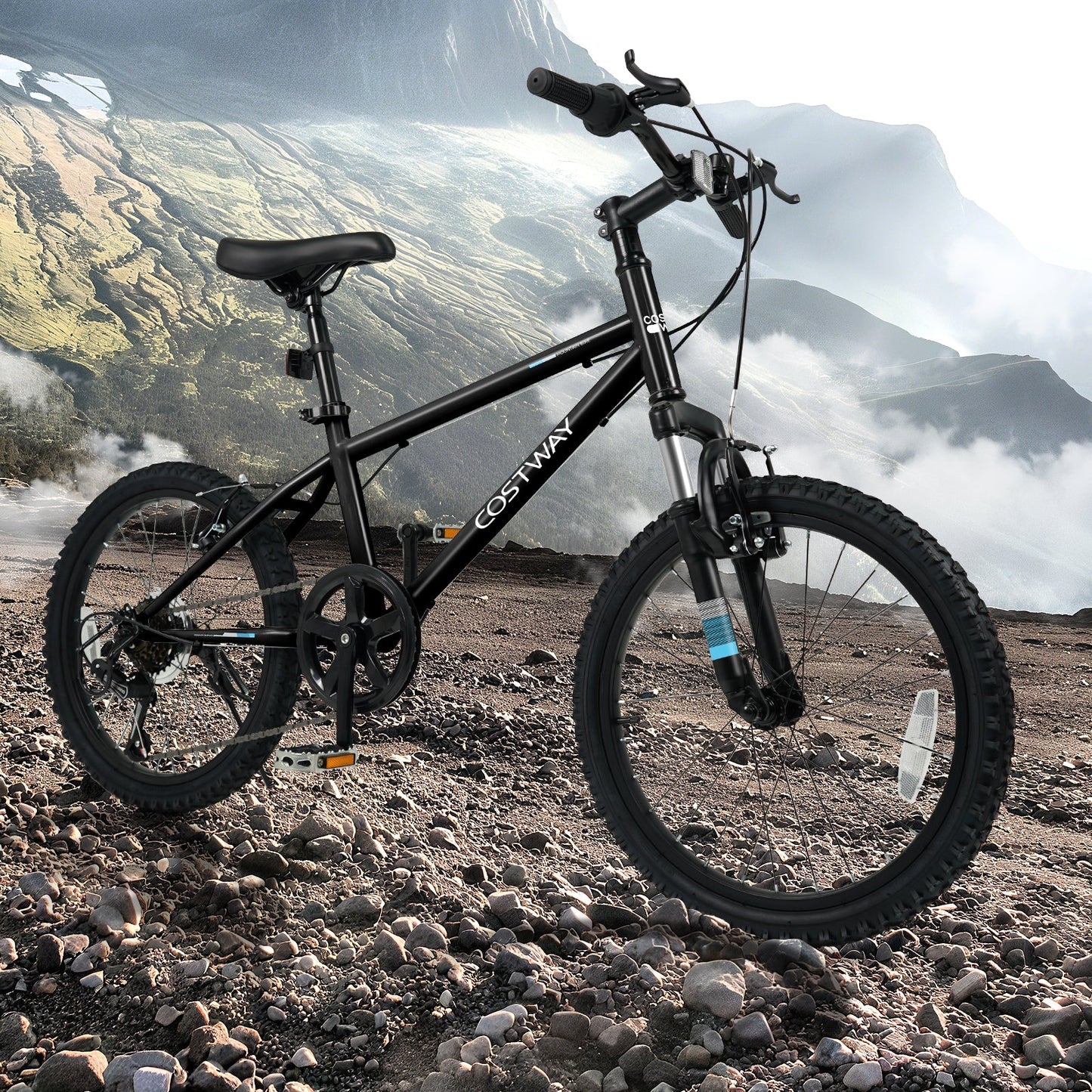 Kids Mountain Bike 20 24 Inch Child Bicycle for Boys Girls Aged 8+ Years Old Black