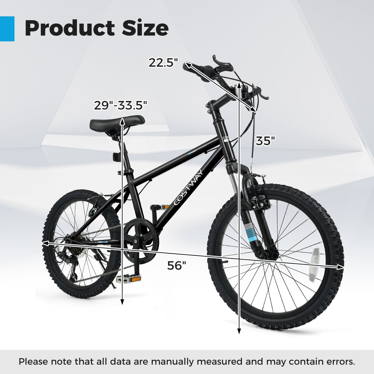 Kids Mountain Bike 20 24 Inch Child Bicycle for Boys Girls Aged 8+ Years Old Black