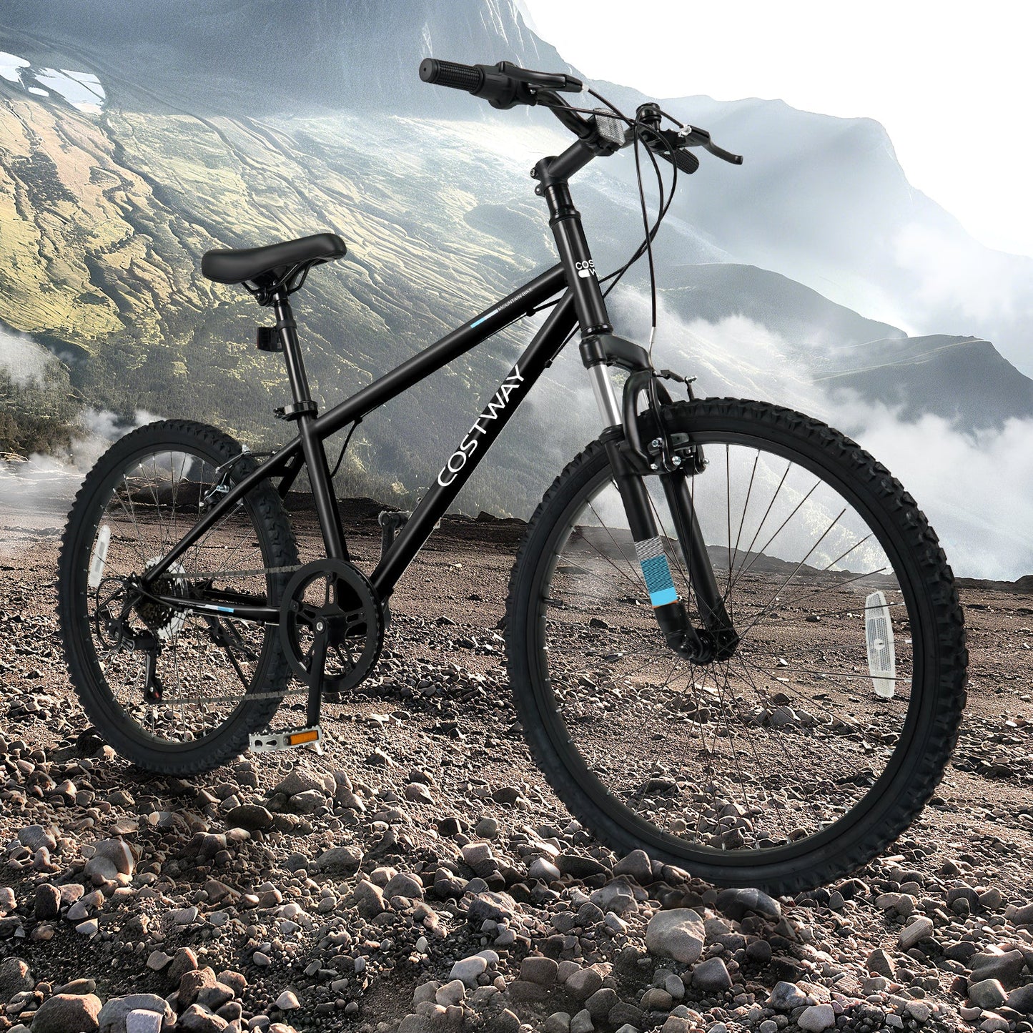 Kids Mountain Bike 20 24 Inch Child Bicycle for Boys Girls Aged 8+ Years Old Black