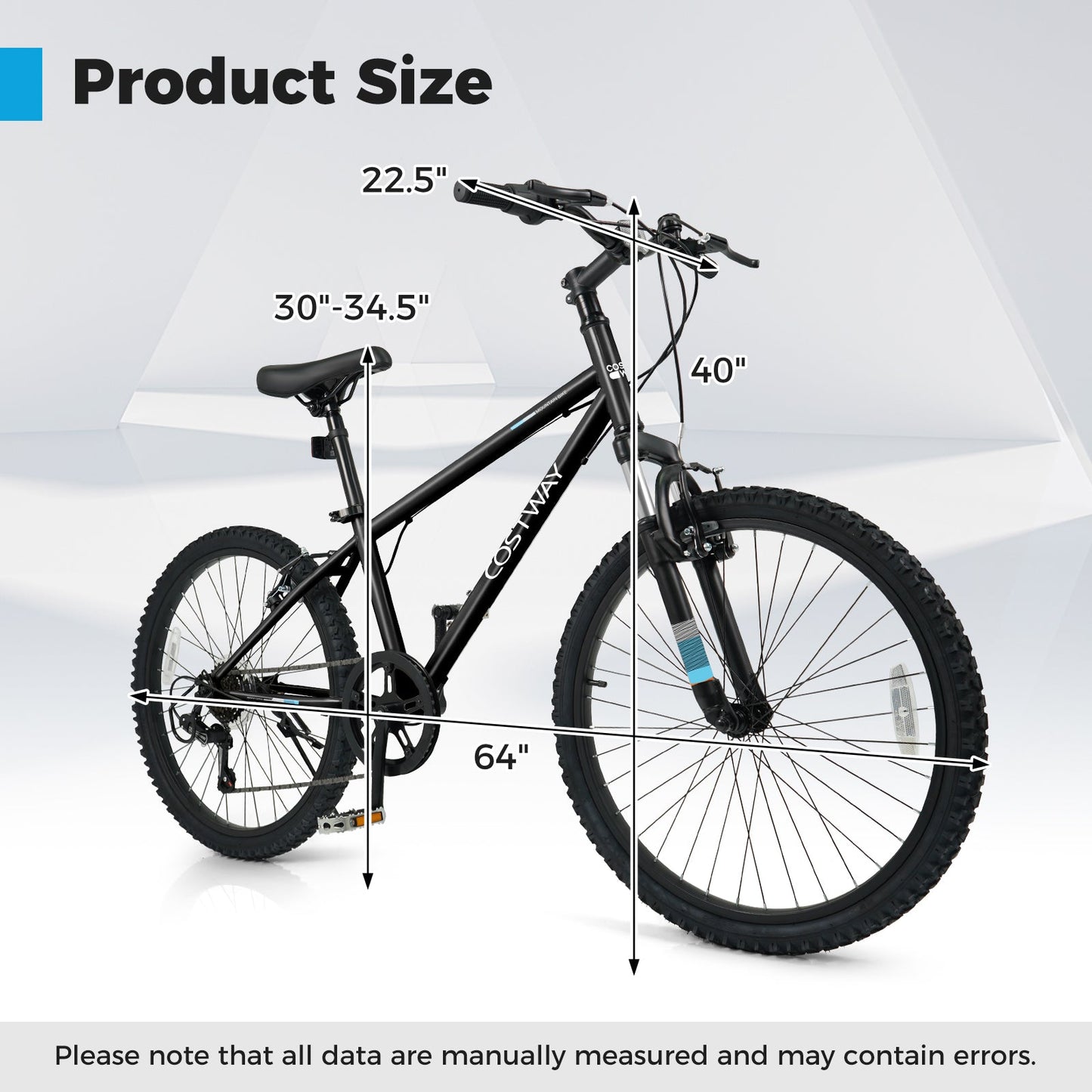 Kids Mountain Bike 20 24 Inch Child Bicycle for Boys Girls Aged 8+ Years Old Black