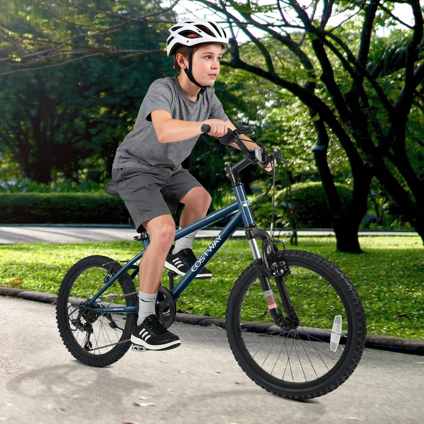 Kids Mountain Bike 20 24 Inch Child Bicycle for Boys Girls Aged 8+ Years Old Navy