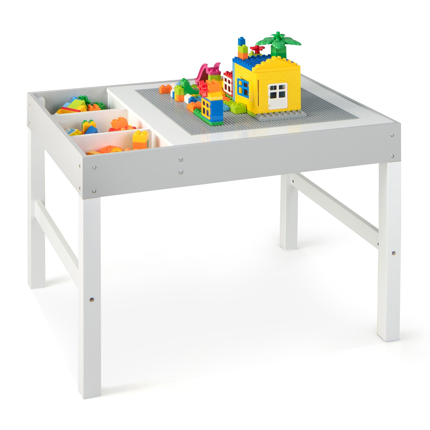 Kids Activity Table with Storage and Reversible Tabletop