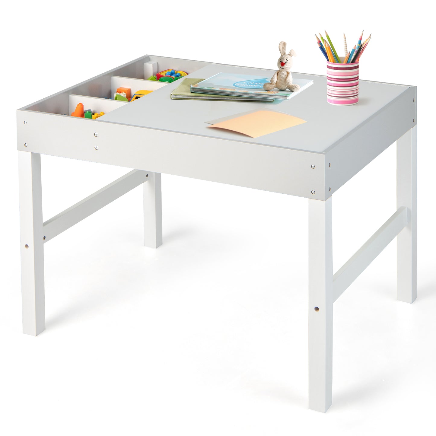 Kids Activity Table with Storage and Reversible Tabletop