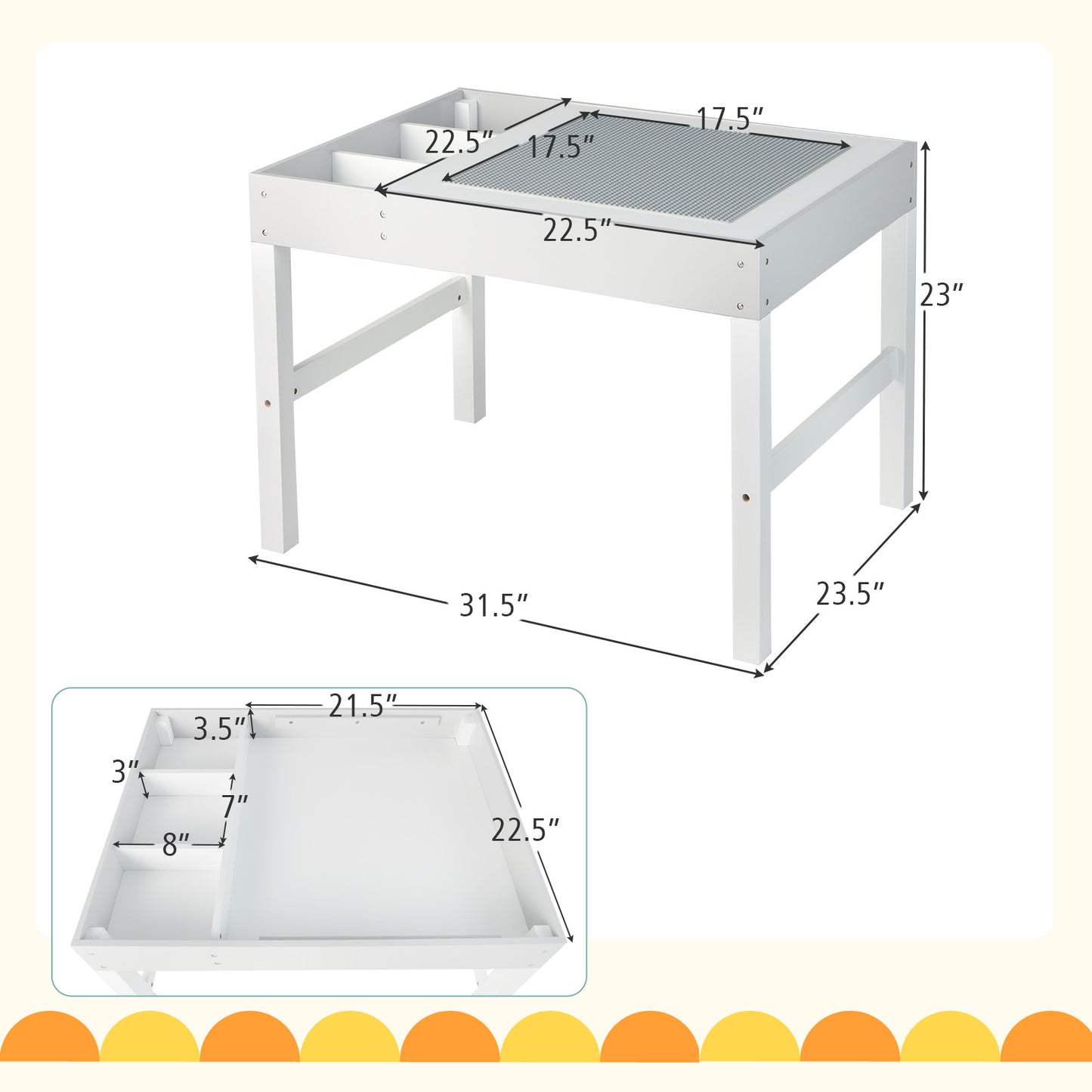 Kids Activity Table with Storage and Reversible Tabletop