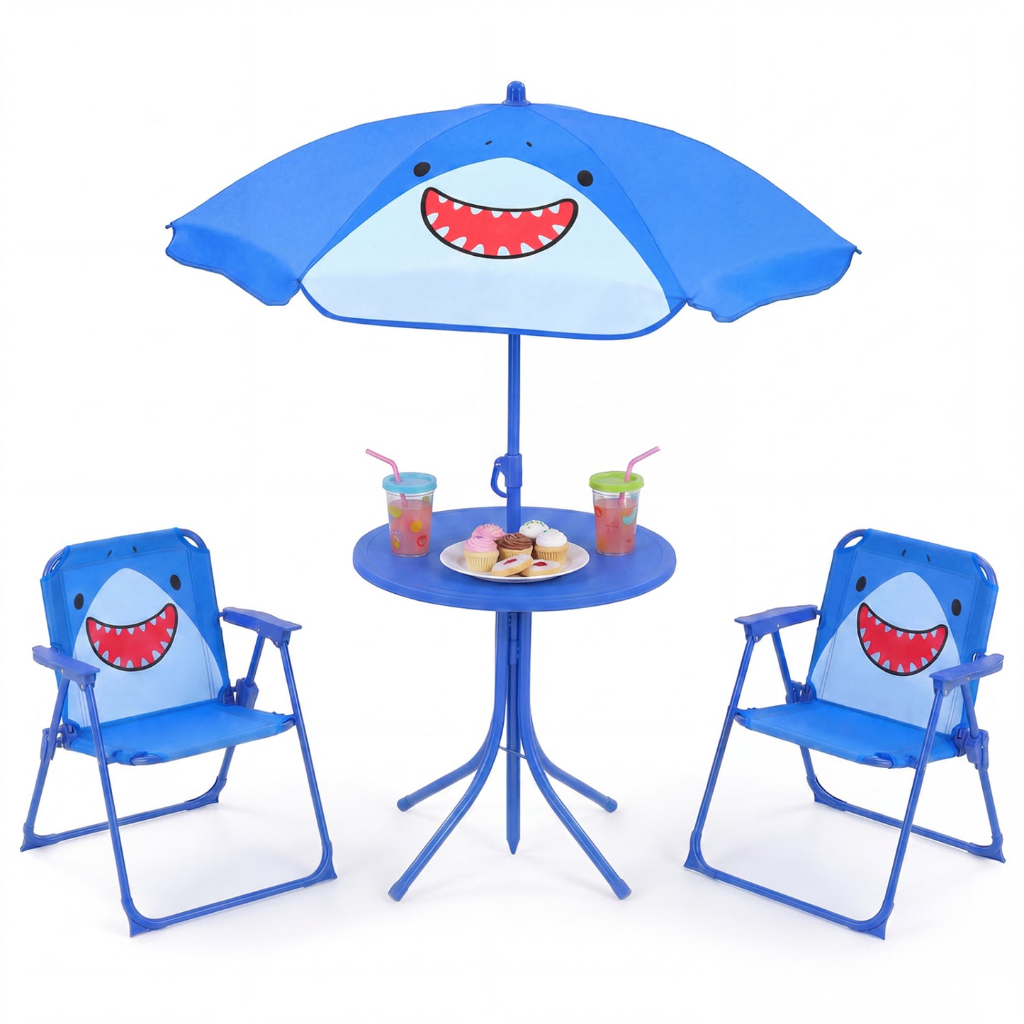 Kids Outdoor Table and Chair Set with Adjustable Umbrella