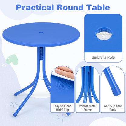 Kids Outdoor Table and Chair Set with Adjustable Umbrella