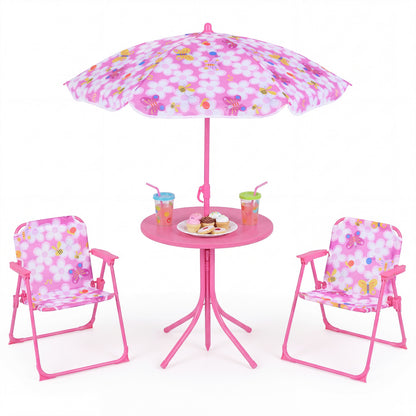 Kids Outdoor Table and Chair Set with Adjustable Umbrella
